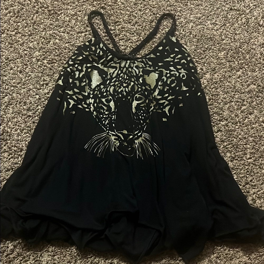 Sky Black Graphic Sleeveless Tank Top